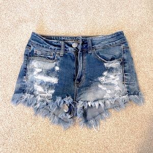 American Eagle High Rise Shortie Jean Shorts